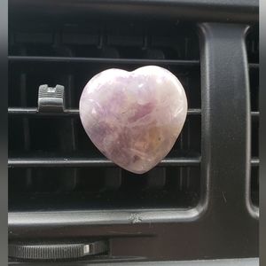 Amethyst heart stone car clip